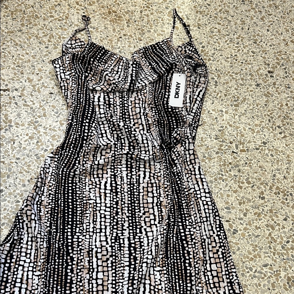 DKNY Strapless Dress in Black and White